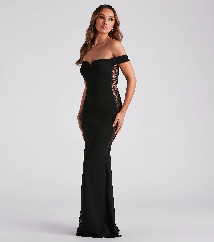 Jaelene Formal Lace Trim Long Dress