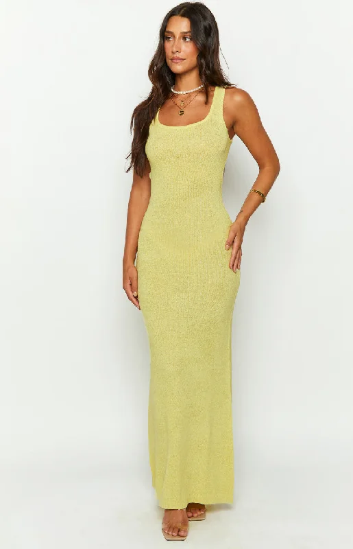 Lottie Yellow Knit Maxi Dress