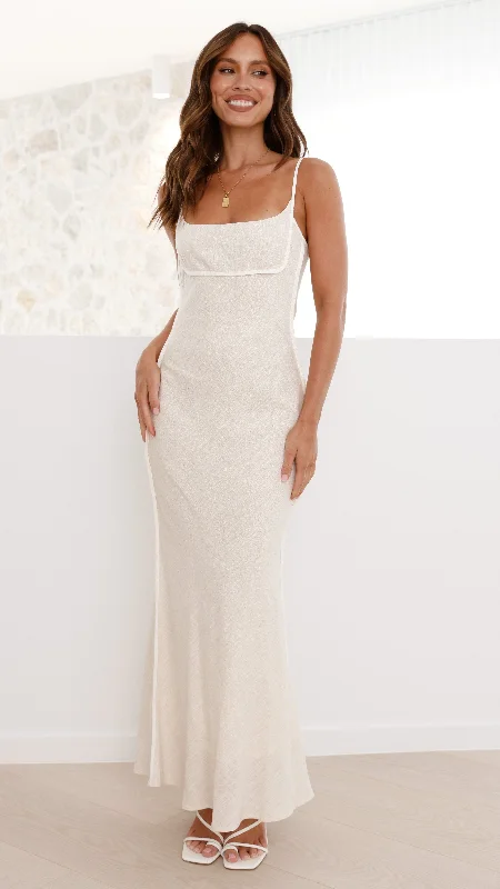 Scarlette Maxi Dress - Beige/White