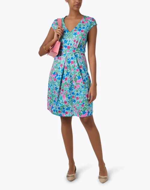 Vicino Blue Multi Floral Cotton Dress