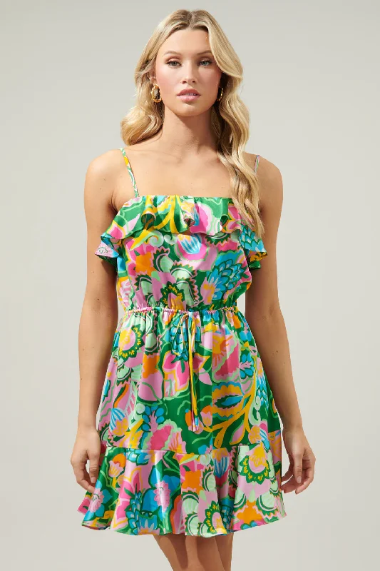 Lanai Multi Tropics Banjo Convertible Mini Dress