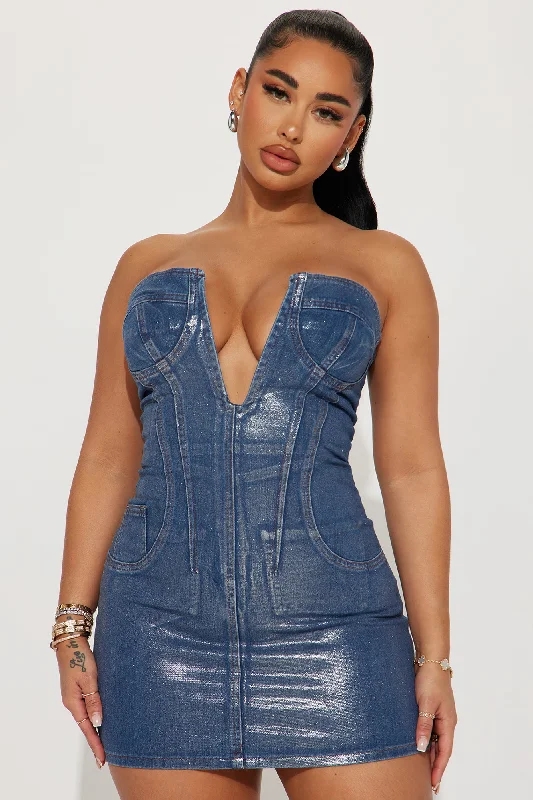 Rayna Denim Mini Dress - Blue/combo