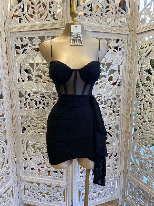 Steals and Deals Await!Black Tailed Mesh Dress