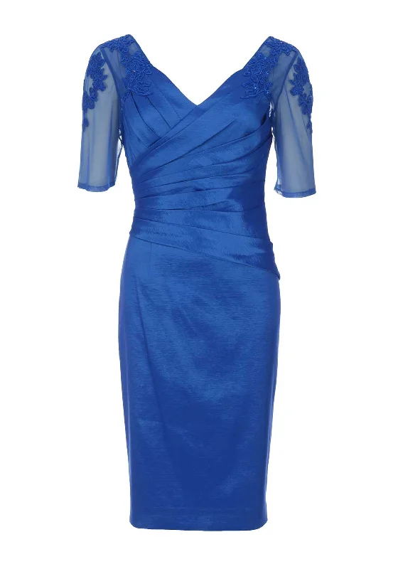 Limited Edition, Limited Price!Ispirato Applique Trim Ruched Dress, Laguna Blue