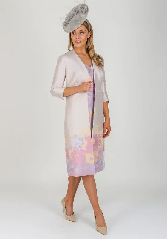 Stock Up and Save!John Charles Floral Dress & Coat UK Size 10, Champagne Multi