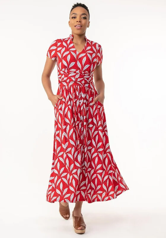 Get More for Less!Jolie Moi Marbouka Leaf Print Maxi Dress, Red Multi