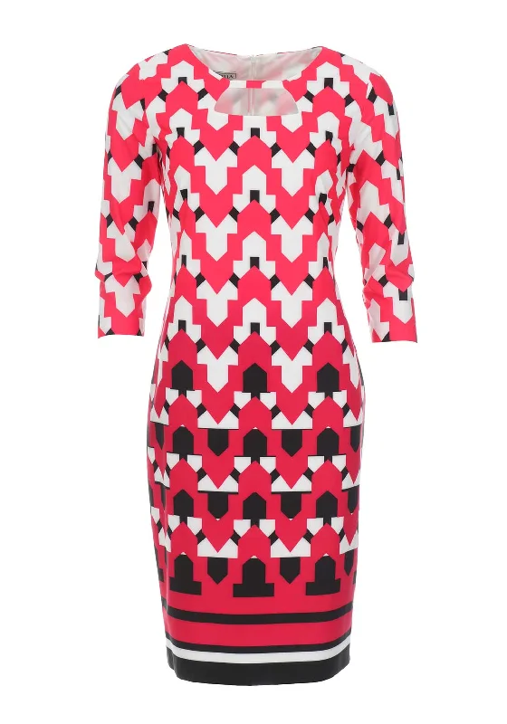 Huge Savings – Act Now!Lizabella Geometric Print Pencil Dress, Red Multi