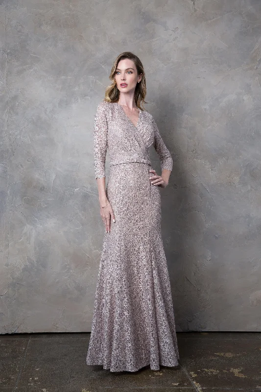 Your Shopping Spree Starts Here!Long 3/4 Sleeve Mother of the Bride Lace Dress