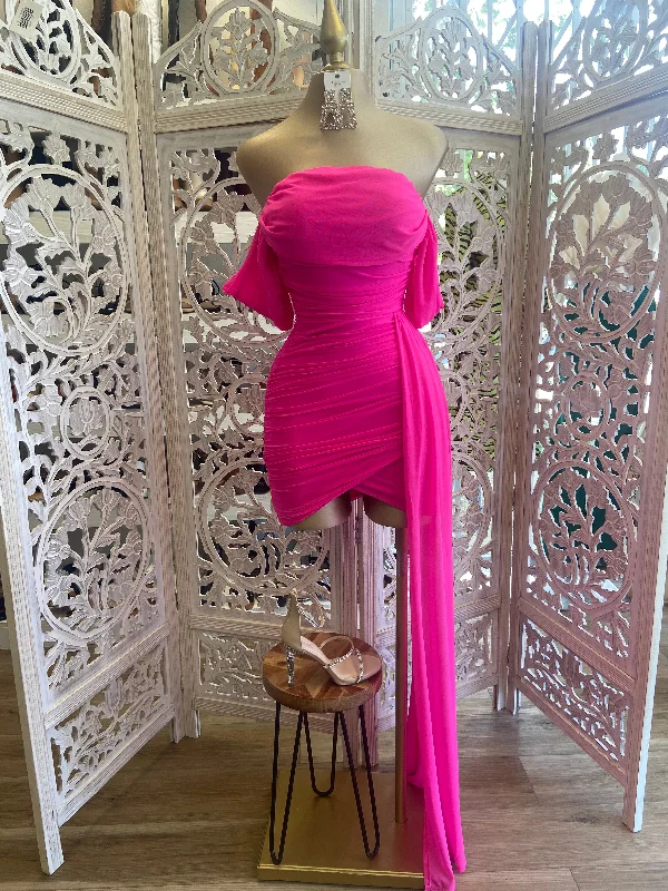 Shop More, Spend Less!Neon Pink Tailed Dress