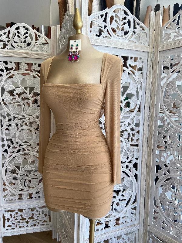 Your Favorite Items on Sale Now!Nude Draped Back Dress