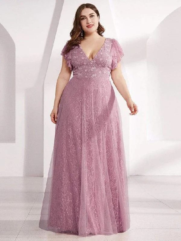 Grab Yours Before It’s Too Late!Plus Size A-Line Long V-Neck Formal Dress