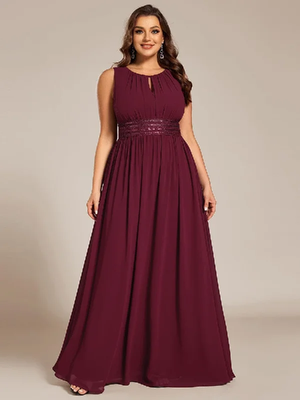 Great Deals, Just for You!Plus Size Hollow Out Sleeveless Empire Waist Chiffon Bridesmaid Dress