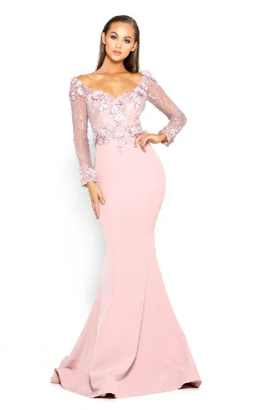 Instant Savings Await!Portia And Scarlett 1906 Sheer Mermaid Long Gown Sale