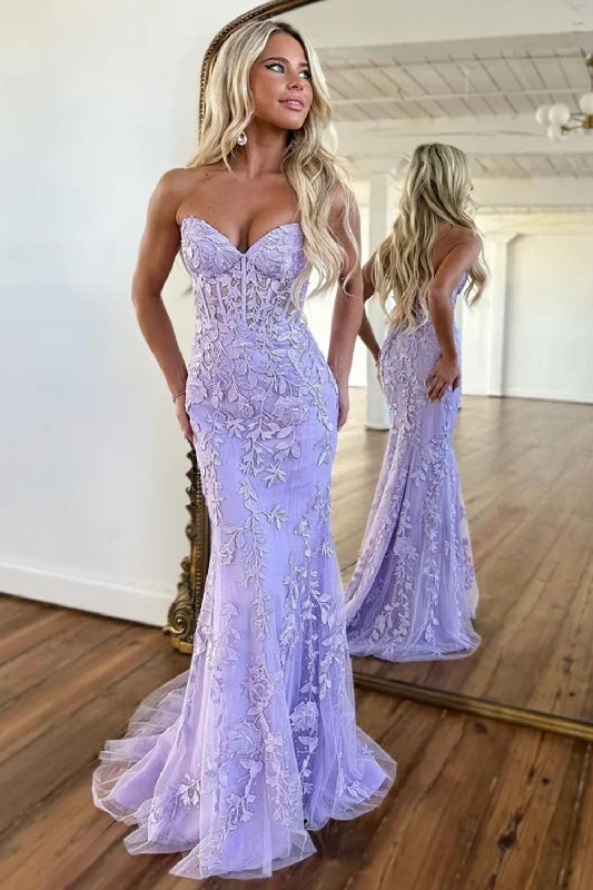 Shop Now and Save!Purple Strapless Prom Dress with Appliques