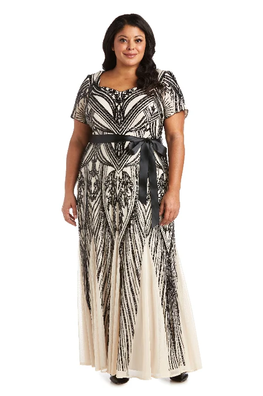 Time to Save Big!R&M Richards 7385W Long Plus Size Sequins Dress