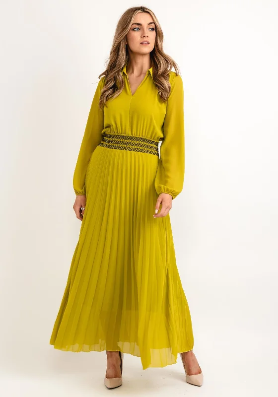 Price Drops You’ll Love!Seventy1 One Size Pleated Embroidered Waist Maxi Dress, Yellow