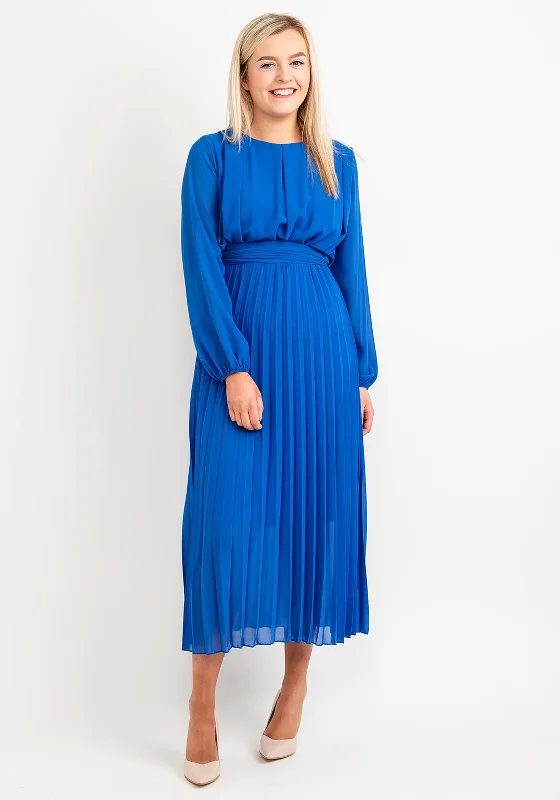 Save More When You Shop More!Seventy1 One Size Pleated Round Neck Maxi Dress, Royal Blue