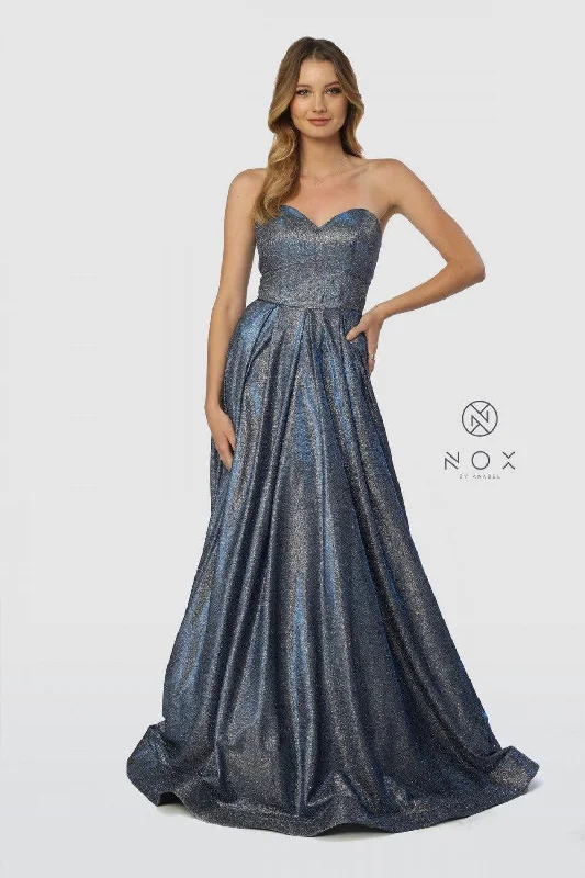 Hurry, Sale Ends Soon!Long Strapless Metallic Prom Long Dress Evening Gown