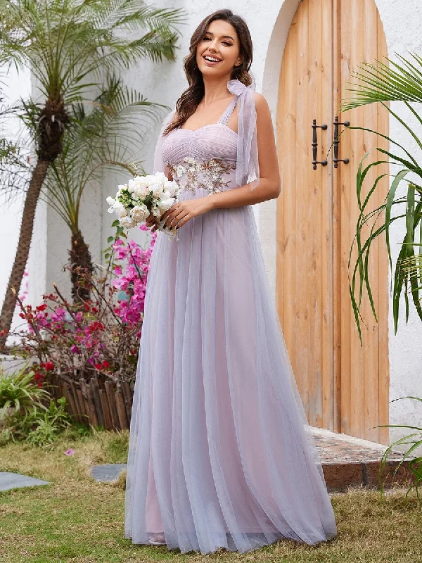 Save More Than Ever!Sweetheart Frenulum Knotting Formal Evening Dress Adorned with Applique