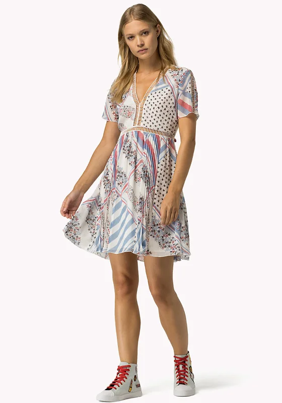 Score Huge Discounts Today!Tommy Hilfiger Gigi Hadid Silk Chiffon Dress, Blue Multi