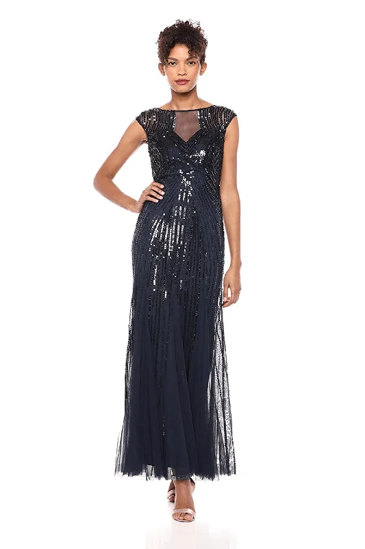 Your Shopping Wish, Our Discount Command!Adrianna Papell AP1E204689 Long Formal Beaded Cap Sleeve Dress