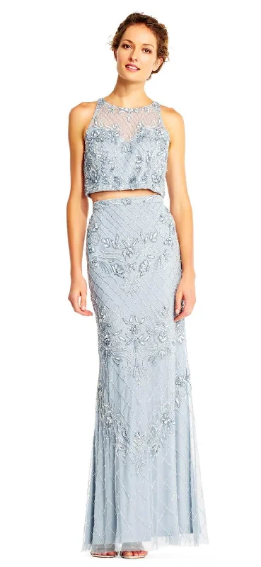 Time to Snag a Bargain!Adrianna Papell AP1E201534 Prom Long Two Piece Halter Formal Dress