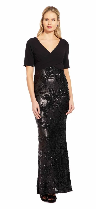 Savings You Can’t Ignore!Adrianna Papell AP1E205644 Short Sleeve Formal Evening Long Dress