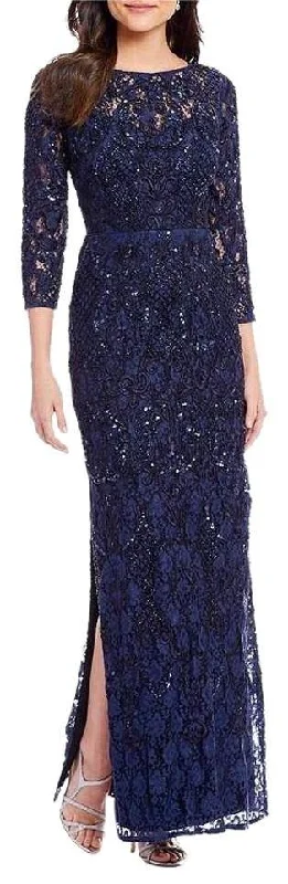 Huge Savings – Act Now!Aidan Mattox Long Sleeve Long Formal Lace Dress