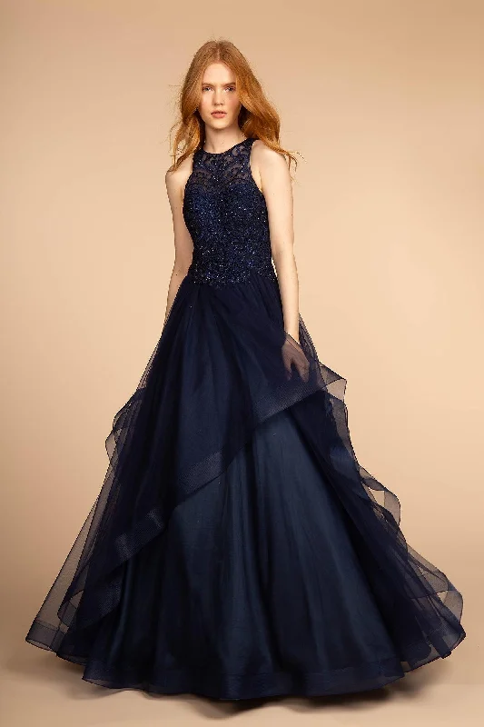 Your Wallet Will Thank You!Embroidered Applique Bodice Tulle Long Prom Dress