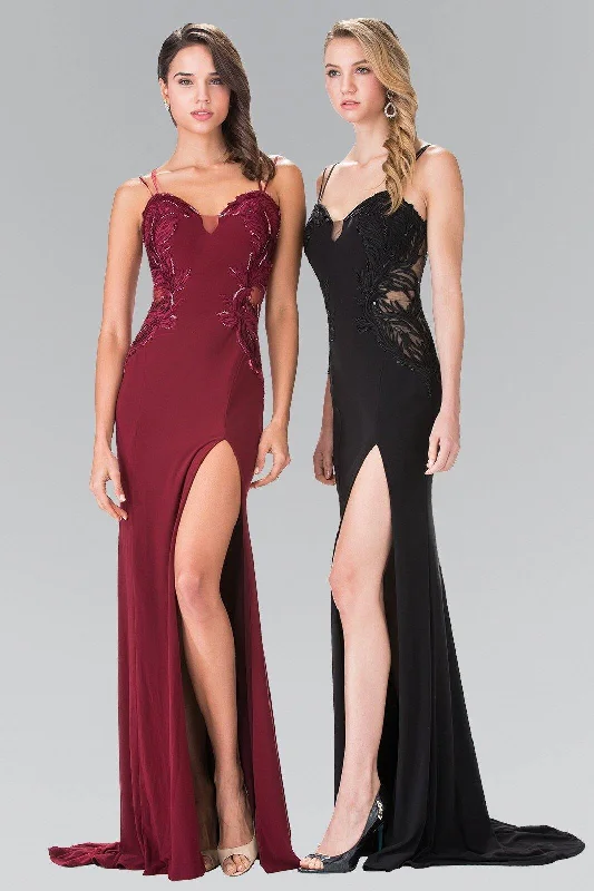 Shop Smart, Save Big!Embroidery Jersey Long Prom Dress with Side Slit