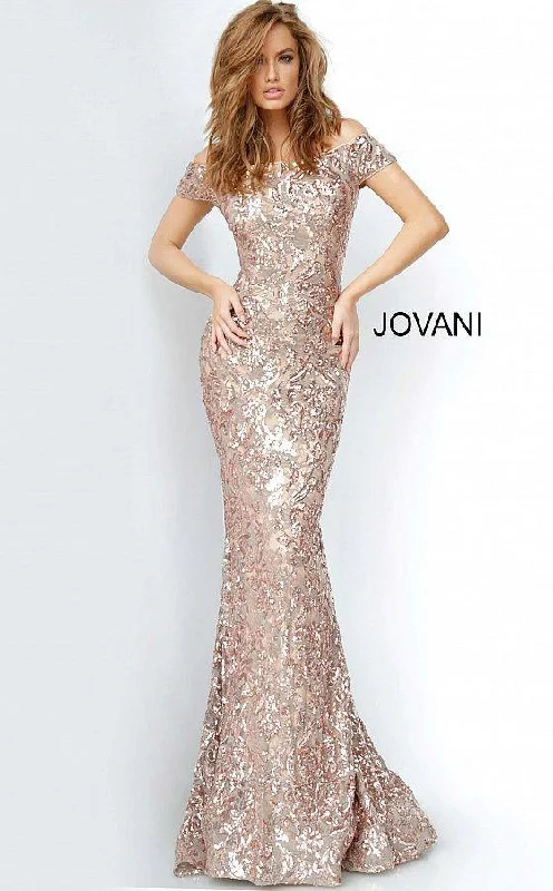 Find the Best Deals Here!Jovani 1122 Long Off Shoulder Sequin Gown