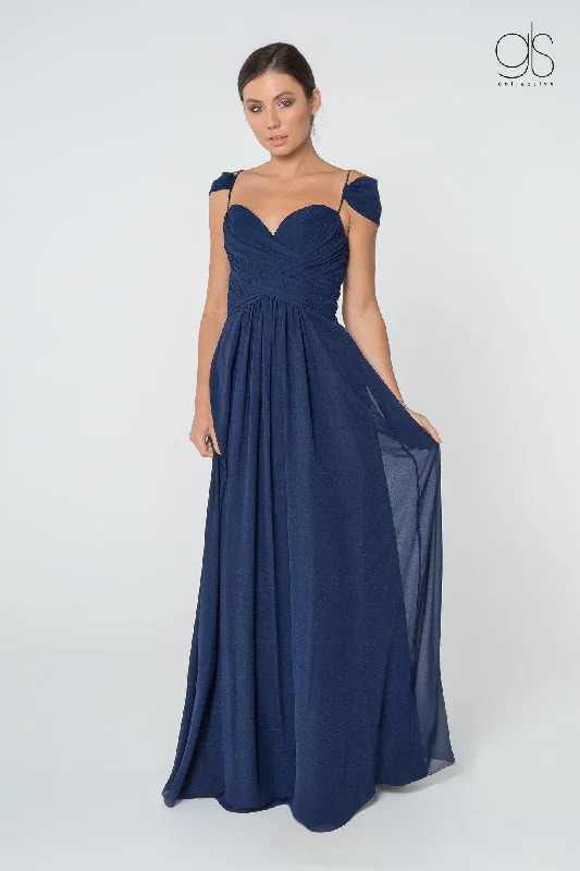 Limited Time Offer!Long Formal Off Shoulder Ruched Chiffon Prom Dress