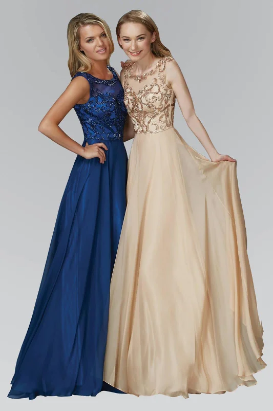 Must-Have Deals Inside!Long Formal Sleeveless Beaded Chiffon Prom Dress