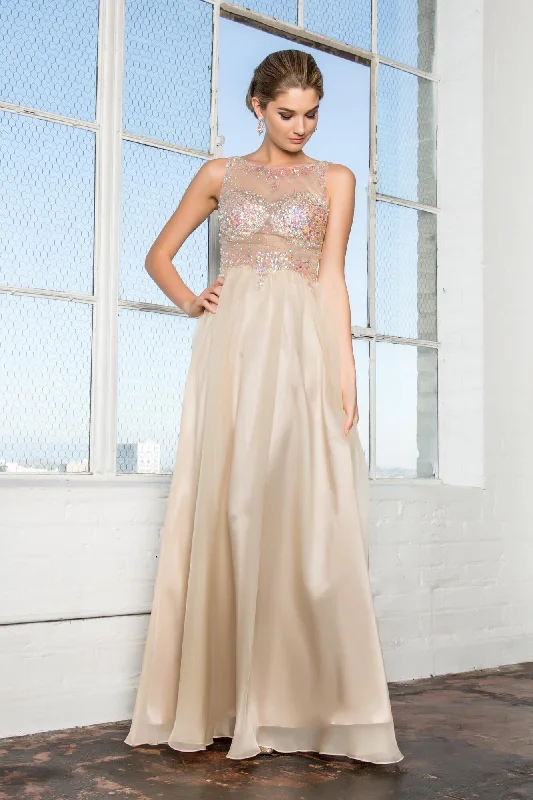 Enjoy Huge Discounts Now!Long Formal Sleeveless Beaded Chiffon Prom Evening Dress