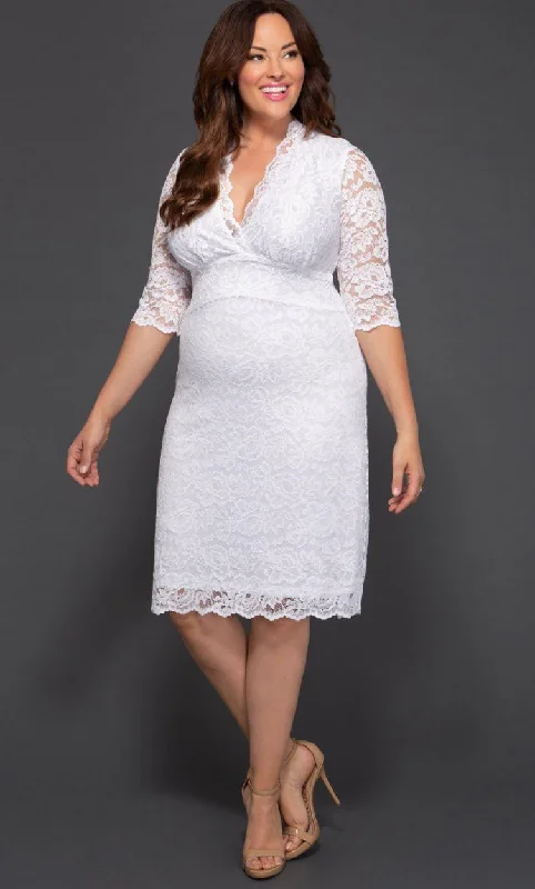 Massive Price Cuts!Kiyonna Luxe Lace Wedding Short Dress