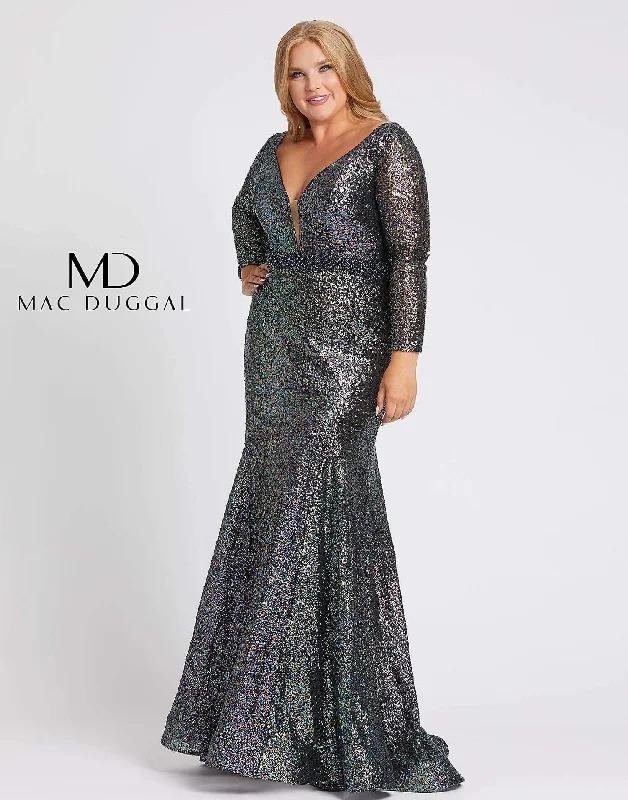 Stock Up and Save!Mac Duggal 67246 Fabulouss Long Sleeve Plus Size Dress