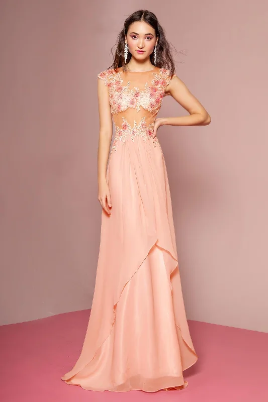 Your Favorite Items on Sale Now!Prom Long Dress Cap Sleeve Chiffon Evening Gown