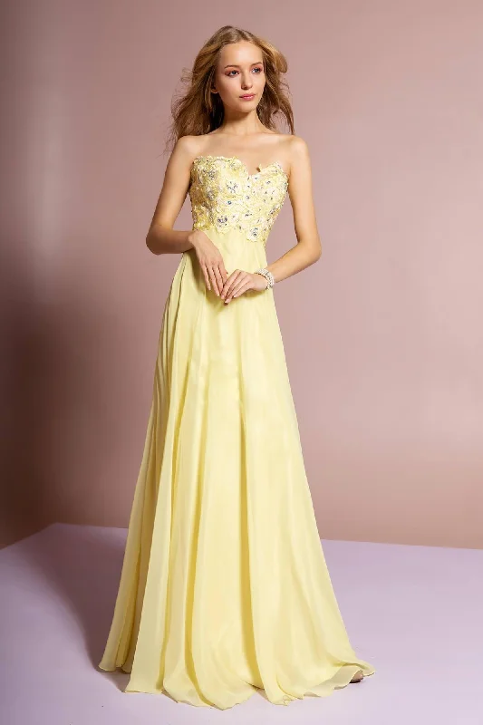 Flash Sale – Act Fast!Prom Long Dress Strapless Chiffon Formal Evening Gown