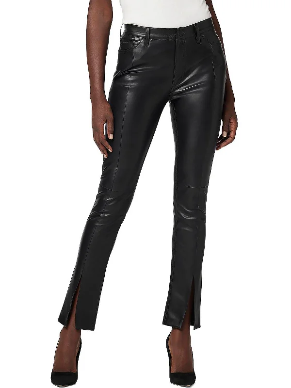 Limited Edition, Limited Price!Barbara Womens Faux Leather High Waist Straight Leg Pants