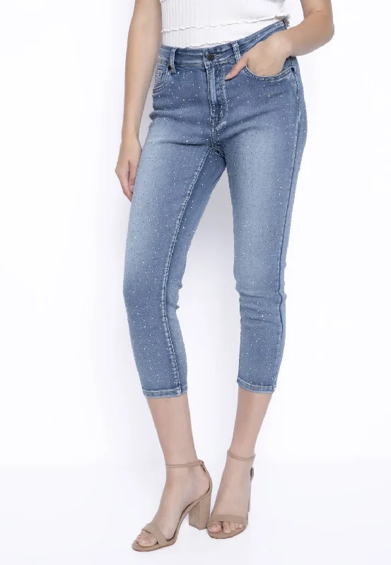 Shop the Hottest Deals!Bling Capri Jean In Light Denim