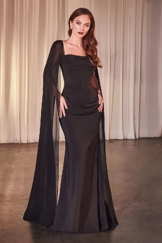 Shop Early, Save Big!Cinderella Divine CD356 Long Fitted Formal Cape Dress