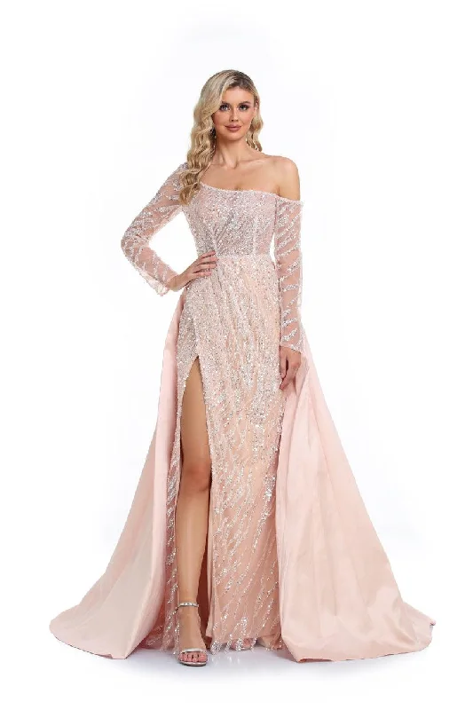 Your Dream Deal is Here!High Couture NR2273 Prom Long One Shoulder Formal Dress Champagne