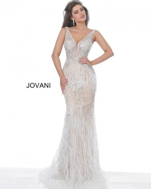 Get More, Spend Less – Shop Now!Jovani 03023 Prom Long Sleeveless Feather Dress Off White