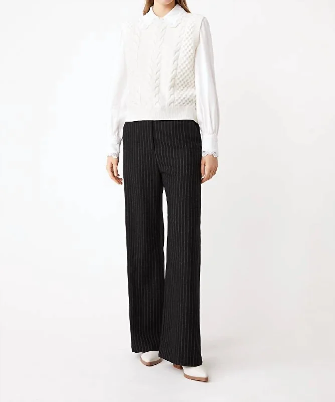 Save Money, Shop Happy!Jungle Stripe Wool Pant In Noir