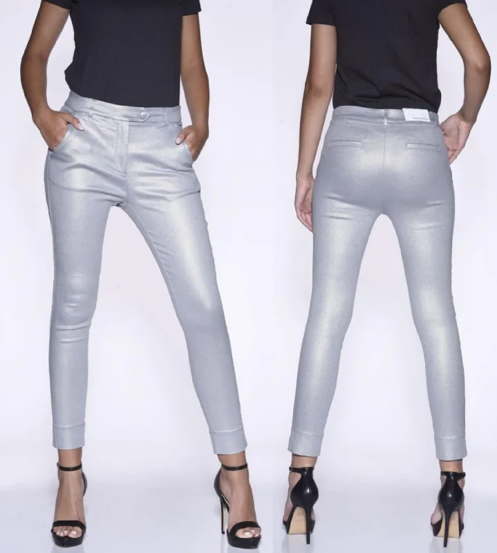 Crazy Discounts Inside!Lively Coated Trouser Pant In Silver