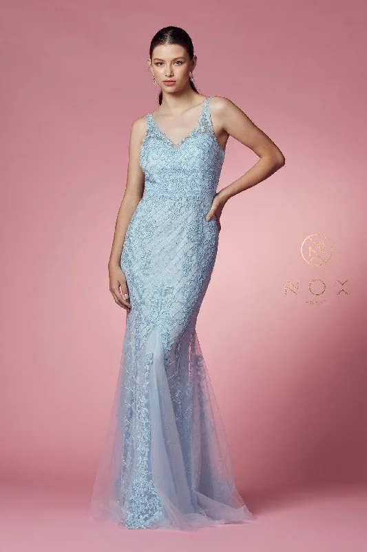 Amazing Prices You Can’t Resist!Long Formal Sleeveless Mermaid Prom Dress Light Blue