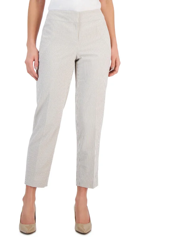 Everything Must Go!Petites Womens Seersucker Mid Rise Cropped Pants