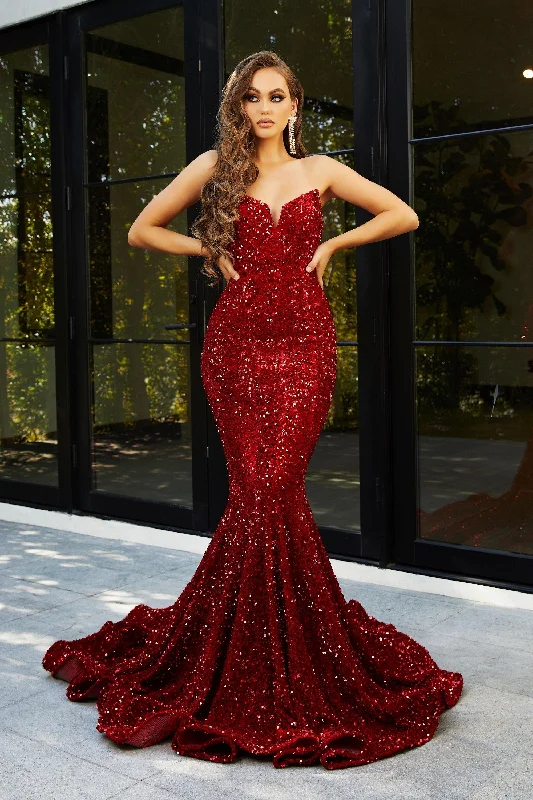 Lowest Prices Guaranteed!Portia And Scarlett 21208 Strapless Long Prom Dress Red