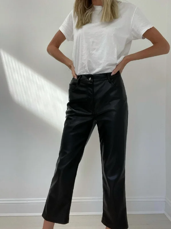 Stock Up and Save!Rachel Faux Leather Straight Crop Pant In Black