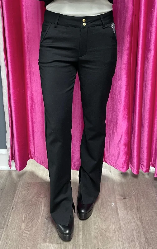 Limited Edition, Limited Price!Wesley Trouser Pant With Slit In Black